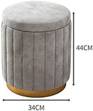 ZJGFCB Pouf de Rangement Rond en Velours, Tabouret Repose-Pieds Doux rembourré avec Base dorée, Tabouret de vanité de Grande capacité