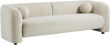 Vente-unique-Canapé 3 Places en Velours Beige OVOTAS