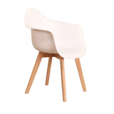 GrandCA HOME Lot de 4 Chaises de Salle à Manger Fauteuils avec Pieds en Bois, Siège en Polypropylène Premuim, Chaises de Cuisine avec Accoudoir pour Salon, Salon Bureau (4, Blanc)