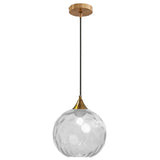 MZStech 20cm Transparent Globe en verre Suspension Base en bronze doré avec boule de verre Lampe de plafond suspendue pour îlot de cuisine, salle à manger et table de chevet (Transparent)