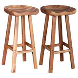 vidaXL Lot de 2 Tabourets de Bar, Chaise de Pub, Siège de Bistrot, Meuble de Salle à Manger Cuisine Salon Maison Intérieur, Bois d'Acacia Massif