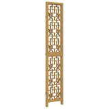 Cloison Amovible sans Percage, Cloison de séparation 3 Panneaux Marron Bois Paulownia Massif, Room Divider pour Chambre, Salon, Bureau