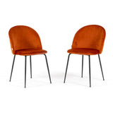 SIEDITI FUORI E DENTRO Lot de 2 fauteuils Sara rembourrés en velours pour cuisine ou salle à manger avec pieds en métal (jambes gris foncé, velours rouille)