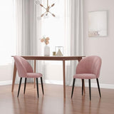 HOMCOM Lot de 2 chaises de salon et salle à manger rembourrées, chaises ergonomiques style nordique en métal et velours, 52 x 54 x 79 cm, rose