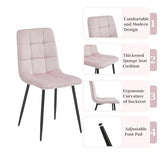 Ensemble de table à manger ronde en bois avec chaises de salle à manger en velours 4 pièces pour petite salle à manger pour la maison, la cuisine, le bureau, la réunion, le café, couleur ros