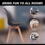 TEENO Chaises de Salle à Manger Scandinaves, Chaise de Bureau et de Salon,Chaises Rétro Bois de hêtre Massif,pour Chambre, Salon, Cuisine et Salle à Manger Noir(Black, Lot de 4)…