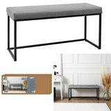 HOME DECO FACTORY HD6834 Banc Giulia Velours Cotele, Metal-Fer Textile-Polyester Rembourrage-PU, Gris Souris, 100 x 39 x 49 cm