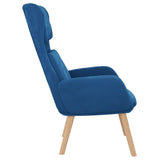 fadaoet Fauteuil relax en velours bleu avec cadre en métal, rembourrage épais pour salon et chambre à coucher, fauteuil salon confortable avec accoudoirs, bois d'hévéa solide, charge maximale 110 kg