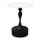 Table appoint Bout de canape Ronde Métal, Marbre, Noir