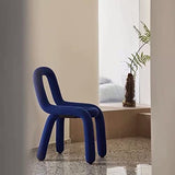 Chaise de salle à manger géométrique moderne – Tabouret décoratif pour chambre à coucher, contemporain rembourré en velours avec dossier – Chaise d'appoint de salon