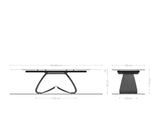 DeLife Table de Salle à Manger Edge Céramique Emperador Extra Lucidato Brun foncé 200-300x100 Piètement en W Finition Effet Titane Extensible