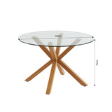 BAÏTA Table à Manger Ronde Harry Verre et Effet chêne 120cm