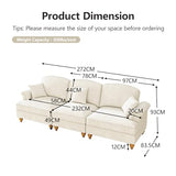 Dolamaní Canapé 3 places, petit format, avec accoudoirs évasés, volant amovible et pieds en bois, canapé 3 places et canapé en tissu chennille pour salon, blanc