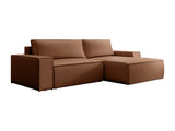 Vente-unique - Canapé d'angle Droit Convertible en Tissu Effet Cuir Marron Amelia