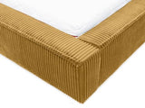 Best Mobilier - Lit 160X200 cm Swan en Velours Côtelé Jaune avec Sommier Inclus - Chambre Adulte
