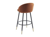Vente-unique - Lot de 2 tabourets de Bar en Velours et métal - Terracotta - ELIRAM