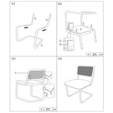 CangLong Lot de 2 chaises de salle à manger, élégante chaise de cuisine à dossier en osier avec pieds en métal doré, chaises confortables avec coussins molletonnés pour salon, salle à manger, beige