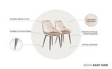 Kare Design Chaise East Side, Beige/Noir, Aspect Velours, Lot de 2, Élégant, Chaises Salle a Manger, Deco Intérieur, Decoration Chambre, Cuisine, 83x48x57 cm (H/L/P)