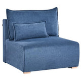Beliani Canapé Modulable Minimaliste en Tissu 3 Places Fonction Couchage Espace de Rangement Bleu Nerbo