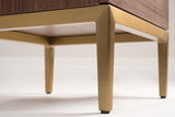 My Furniture Brewster – Table de Chevet à Deux tiroirs en placage de Noyer décoratif – Poignées et Base en Laiton Circulaire – Style hôtel de Luxe – Meuble Moderne, élégant et spacieux.