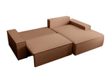 Vente-unique - Canapé lit - Canapé d'angle Droit Convertible en Tissu Effet Cuir Marron Amelia
