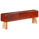 SKM Banc Saut de Cheval 160 cm Marron Cuir Véritable et manguier-607