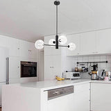 MAZAGE Suspension industrielle d'îlot de cuisine avec abat-jour en verre de globe, plafonniers en métal, lustre noir pour salle à manger de couloir de salon needed