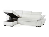 Vente-unique - Canapé d'angle Convertible en Cuir JONOVA - Blanc - Angle Gauche