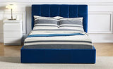 Menzzo Lit Double Luftani avec sommier relevable 140x190cm Velours Bleu