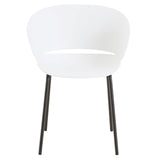 IDIMEX Lot de 4 chaises de Jardin NIVEL Fauteuil d'extérieur en Plastique Blanc résistant aux UV et Pieds en métal Noir