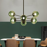 DRYIC Lustre, Lustre Suspension Globes En Verre Spoutnik Suspension Pour Îlot de Cuisine Salon Chambre Salle À Manger/Green/8-