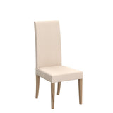 t m c s Tommychairs - Set 4 chaises Chiara Cuisine, Bar et Salle à Manger, Structure en Bois de hêtre peindré en Naturelle, Assise et Dossier rembourrés et revêtus en Tissue Ivoire