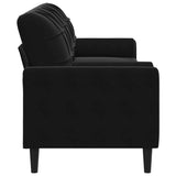 Mokuyary Canapé 3 places avec coussin décoratif noir 210 cm en velours pour salon, chambre à coucher, appartement, chambre d'amis, bureau