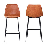 Happy Garden Lot de 2 tabourets de Bar Vintage Lucien Cognac - Hauteur d'assise 65cm, tabourets de Bar Style Retro avec Dossier et Repose-Pieds, Structure métallique