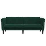 SooIarix Canapé 3 places en velours vert foncé, design moderne, tissu rembourré doux, pieds en bois stables, canapé confortable pour le salon