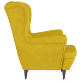 vidaXL Fauteuil à Oreilles avec Tabouret Chaise de Relaxation Siège de Salon Meuble de Salle de Séjour Maison Intérieur Jaune Moutarde Velours