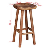 vidaXL Lot de 2 Tabourets de Bar, Chaise de Pub, Siège de Bistrot, Meuble de Salle à Manger Cuisine Salon Maison Intérieur, Bois d'Acacia Massif