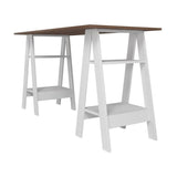 ACTUAL DIFFUSION Bureau 2 Tréteaux 4 Niches Blanc et Châtaignier L 135 H 75 P 60 cm