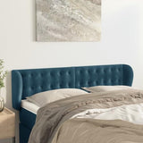 Brokky Tête de lit avec Oreilles Bleu foncé 147x23x78/88 cm Velours,Tete de lit capitonnée,tête de lit à Poser au Sol