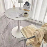 JHAISMAO Rond Table à Manger Cuisine Tableau pour 2-4 Personnes en Bois Conception De Tulipes Table De Loisirs avec Socle en Métal(Size:80cm,Color:Blanc)