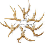 LFONDIGE Lustre en Bois de cerf à 6 lumières, Petit Lustre Rustique en résine, Suspension Vintage en Bois de cerf pour Chambre, bébé ou Balcon (Lustre en Bois de cerf Marron à 6 lumières