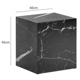 Wohnling Table basse Monobloc 40 x 40 x 45 cm Noir brillant avec aspect marbre Table de salon carrée Design Table d'appoint Lounge en forme de cube