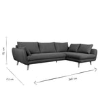 Miliboo Canapé d'angle Droit scandinave 5 Places en Tissu Gris Clair chiné et Bois Clair Creep