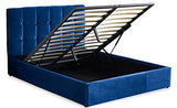 Menzzo Lit Double Luftani avec sommier relevable 140x190cm Velours Bleu