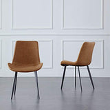 Ensemble de 2 chaises de Repas, Chaise rembourrée en Cuir PU Mat, Chaise latérale Moderne, Chaise en métal (Brunes) dans la Cuisine, la Salle à Manger, la Chambre et Le Salon