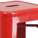 Flash Furniture Meubles Flash Tabouret de Bar en métal coloré pour Restaurant, Plastique, Caoutchouc, Rouge, Lot de 4