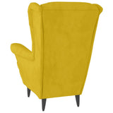 vidaXL Fauteuil à Oreilles avec Tabouret Chaise de Relaxation Siège de Salon Meuble de Salle de Séjour Maison Intérieur Jaune Moutarde Velours