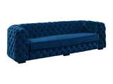 Vente-unique - Canapé 3 Places Chesterfield Stanley - Velours Bleu Nuit
