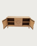 UNIQKA - Kyoto - Buffet Vintage en Teck Massif 165 cm - Couleur Marron - Longueur 165 cm - Profondeur 53 cm - Hauteur 80 cm - Bois Authentique, Durable et de Haute qualité
