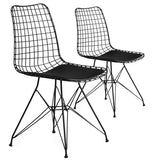 Menzzo Lot de 2 chaises Modernes Arkitek Métal et Cuir de Vachette Noir